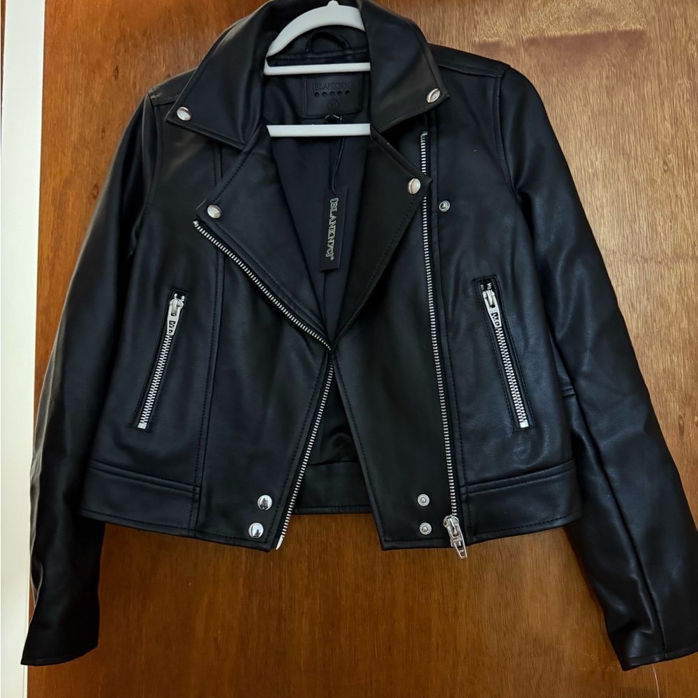 Blank NYC Black Leather Jacket with Silver Accents
New with tag